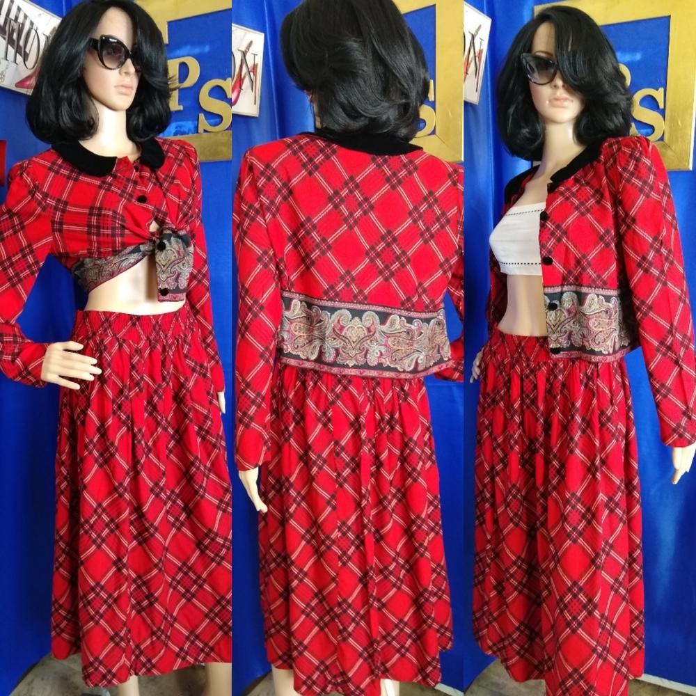 Vintage plaid skirt & top
